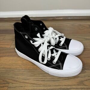 No Boundaries High Top Sneakers Women Size 8 Black White Canvas Skater